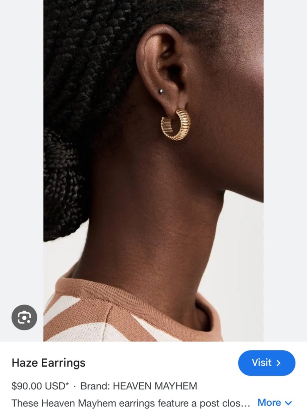 Heaven Mayhem Ribbed Gold Hoop Earrings